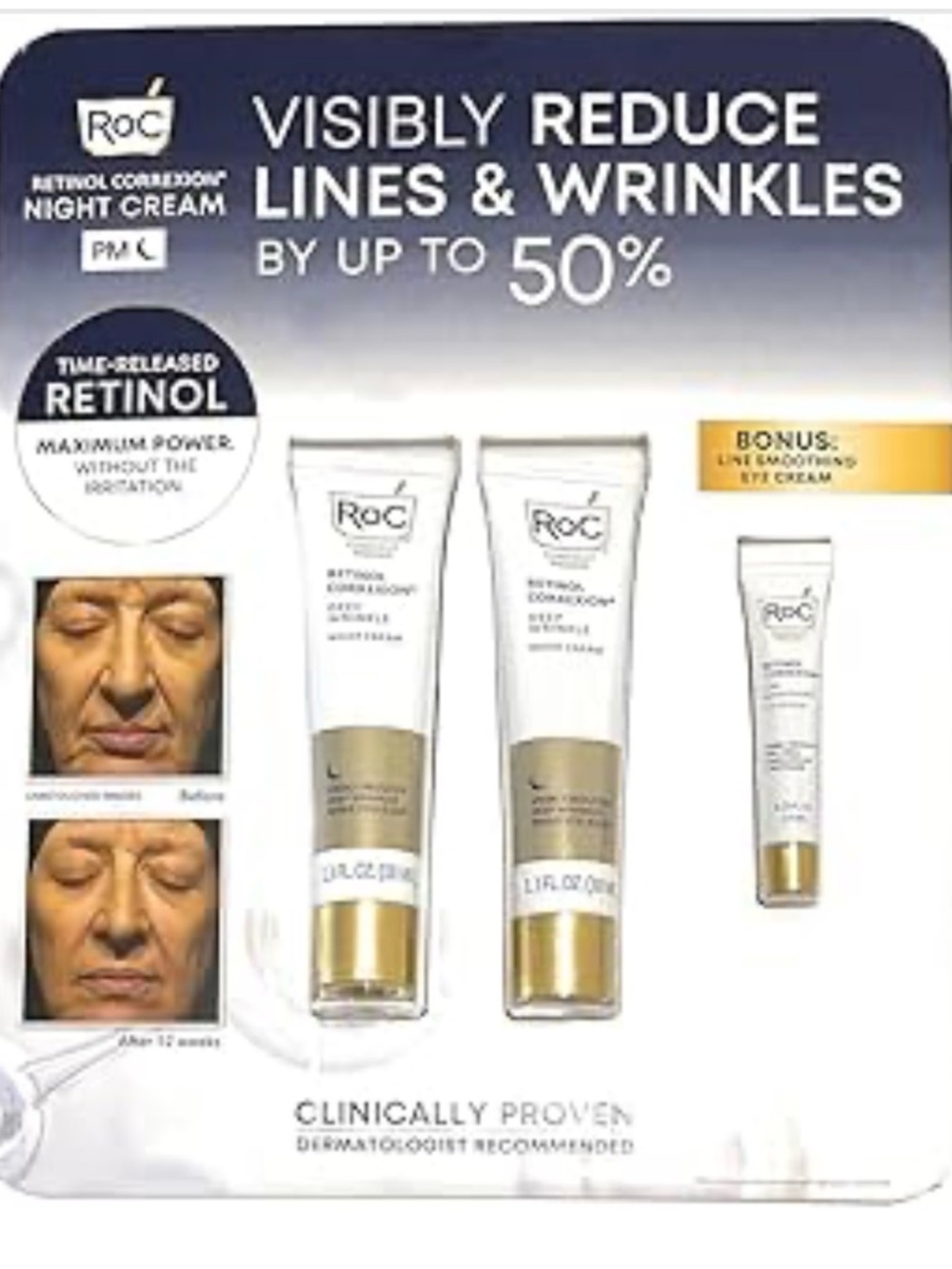 RoC Retinol Correction Night Cream Set - Gold & White